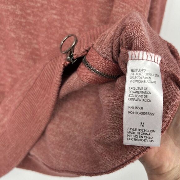 Democracy Oversized Cowl Neck Sweater Pink Slouchy Zipper Detail Size M - Picture 10 of 10